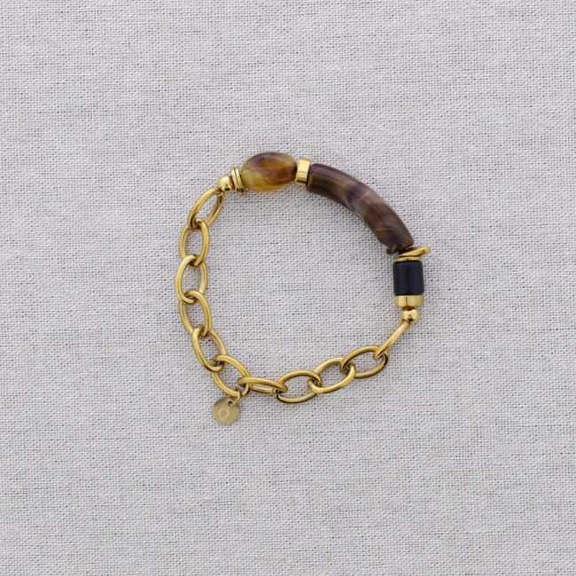 PULSERA ELÁSTICA ACERO ESLABONES TUBO RESINA