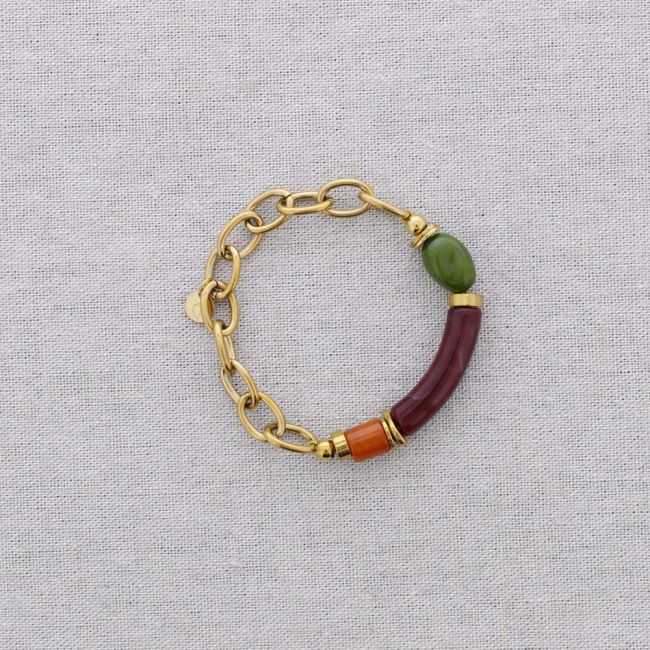 PULSERA ELÁSTICA ACERO ESLABONES TUBO RESINA
