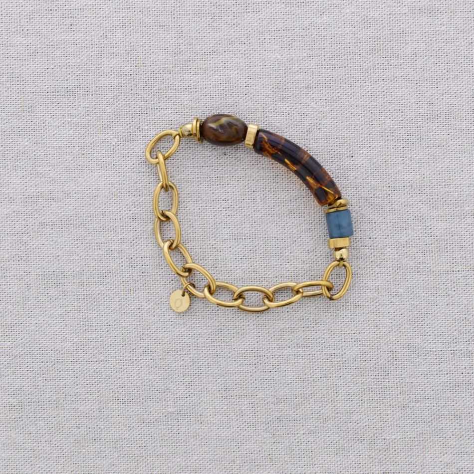 PULSERA ELÁSTICA ACERO ESLABONES TUBO RESINA