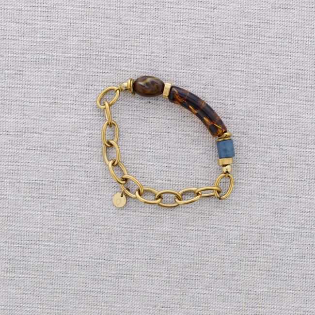 PULSERA ELÁSTICA ACERO ESLABONES TUBO RESINA