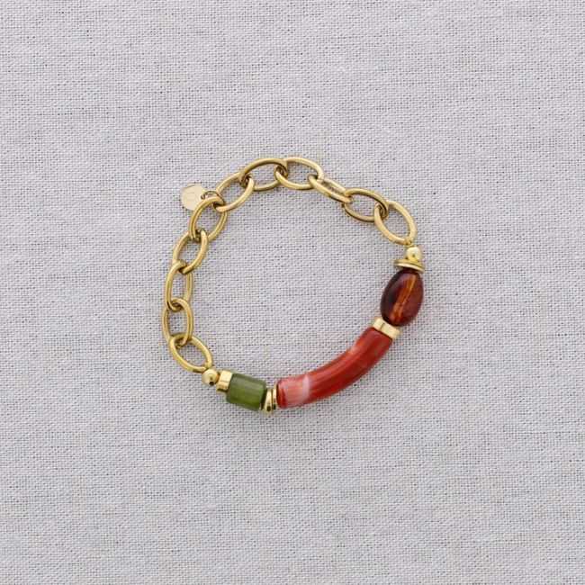 PULSERA ELÁSTICA ACERO ESLABONES TUBO RESINA