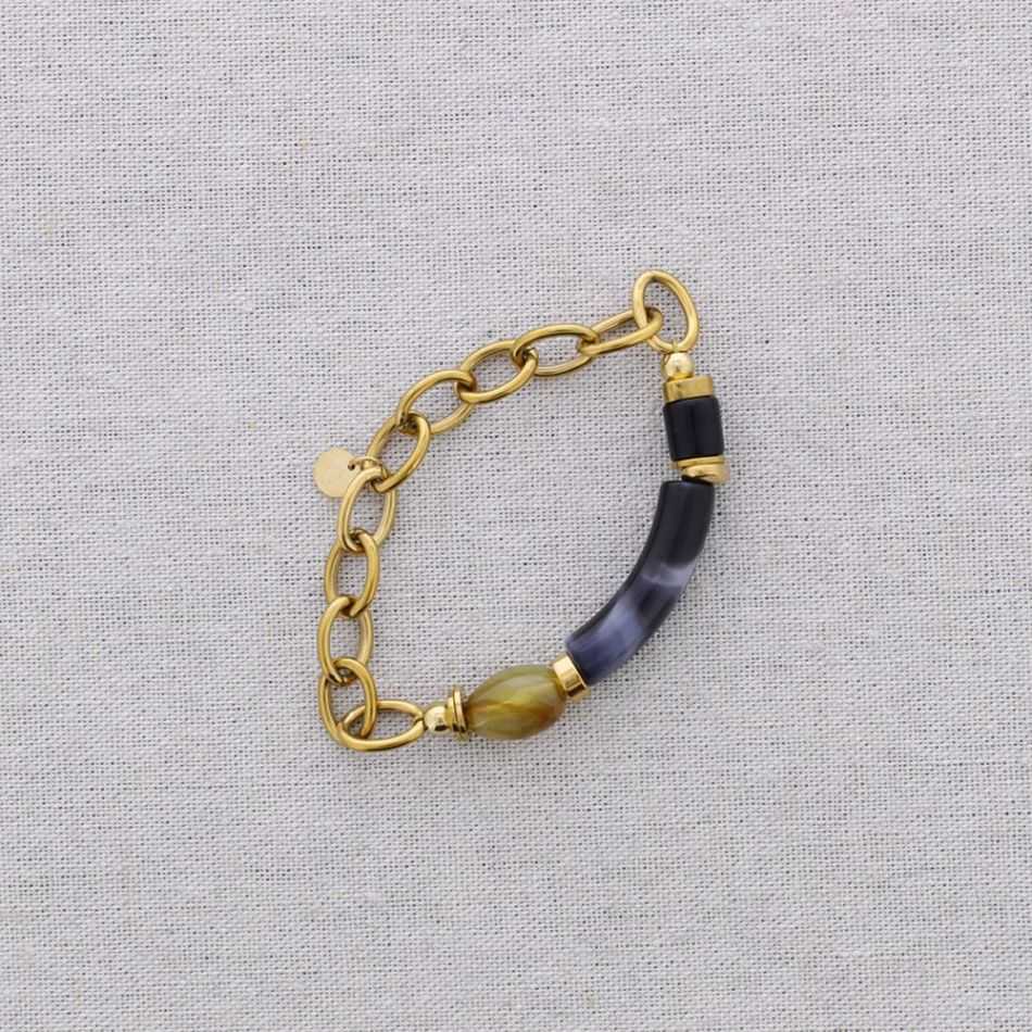 PULSERA ELÁSTICA ACERO ESLABONES TUBO RESINA