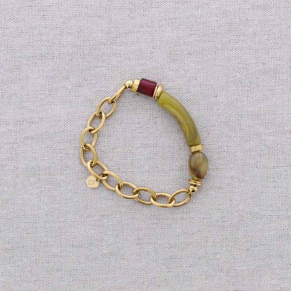 PULSERA ELÁSTICA ACERO ESLABONES TUBO RESINA