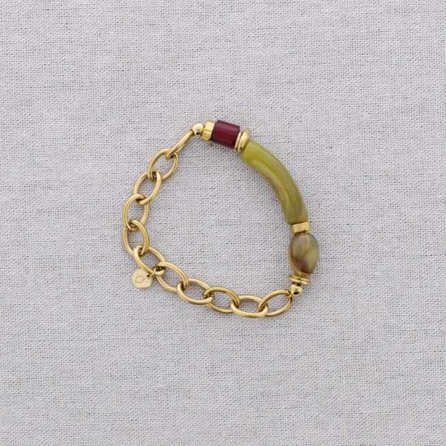 PULSERA ELÁSTICA ACERO ESLABONES TUBO RESINA