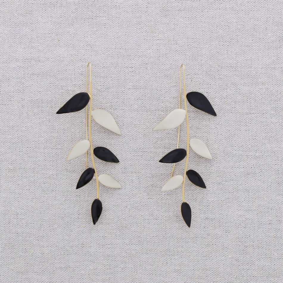 PENDIENTES ACERO COLGANTE RAMA ESMALTE