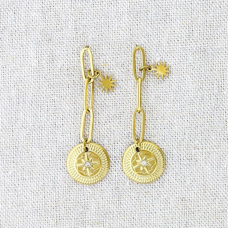 PENDIENTES ACERO COLGANTE MEDALLITA 2