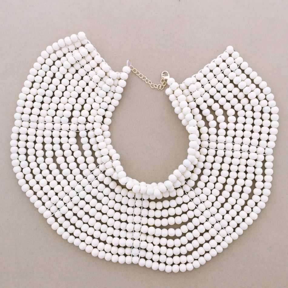 WOOD BALL BIB NECKLACE