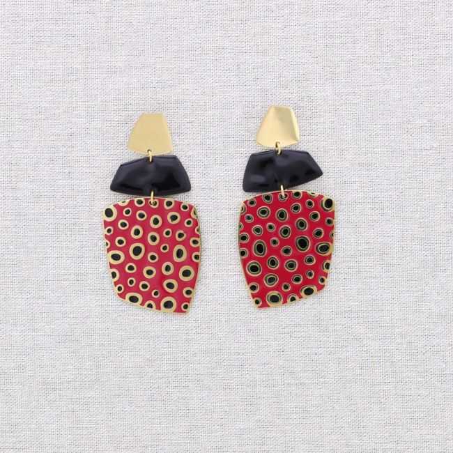 PENDIENTES ACERO COLGANTES FORMA LUNARES ESMALTE