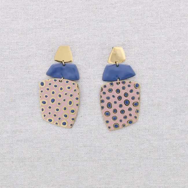 PENDIENTES ACERO COLGANTES FORMA LUNARES ESMALTE