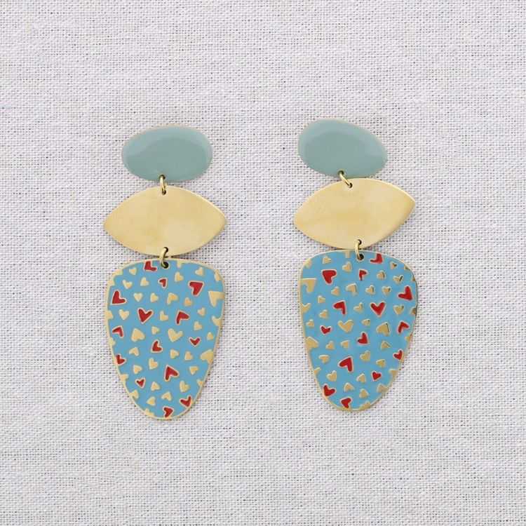 STEEL PENDANT EARRINGS IN THE SHAPE OF HEARTS WITH ENAMEL 2
