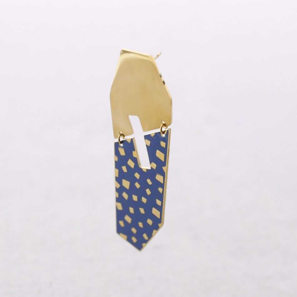 SQUARE ENAMEL SHAPED STEEL PENDANT EARRINGS