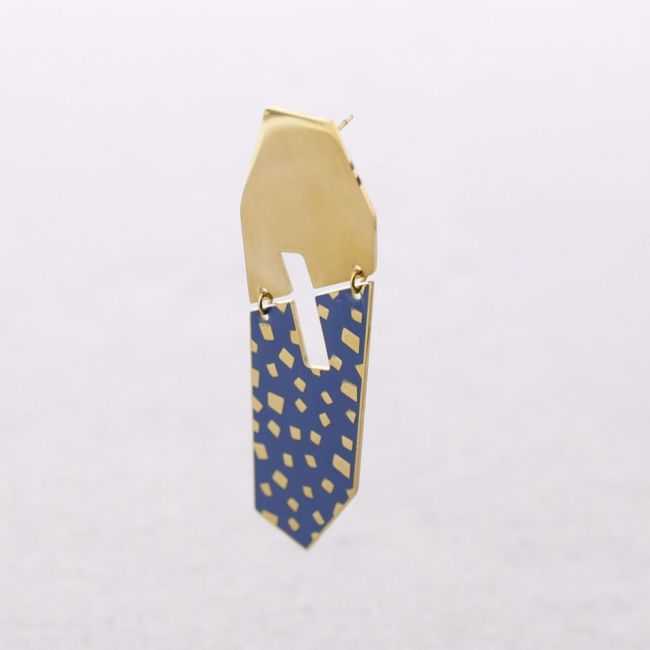 SQUARE ENAMEL SHAPED STEEL PENDANT EARRINGS