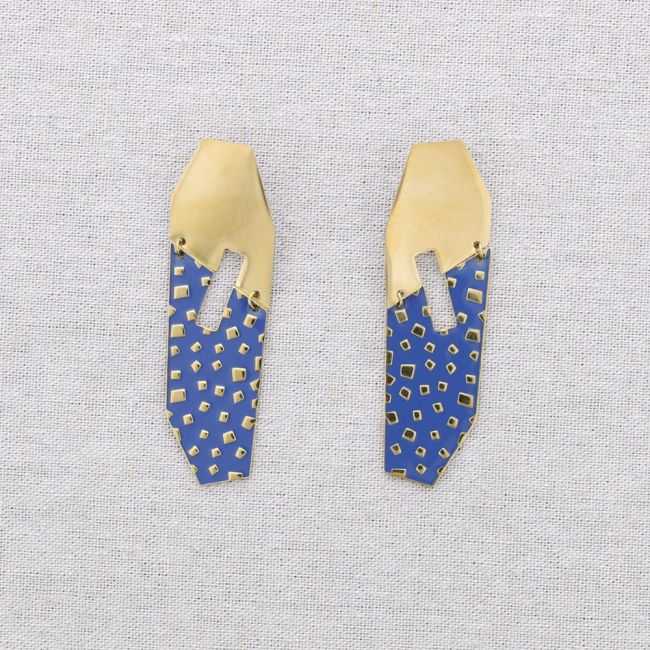 SQUARE ENAMEL SHAPED STEEL PENDANT EARRINGS