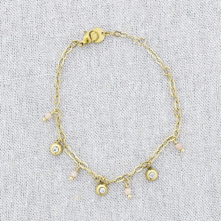 STEEL CHAIN BRACELET WITH STRASS STONES PENDANTS