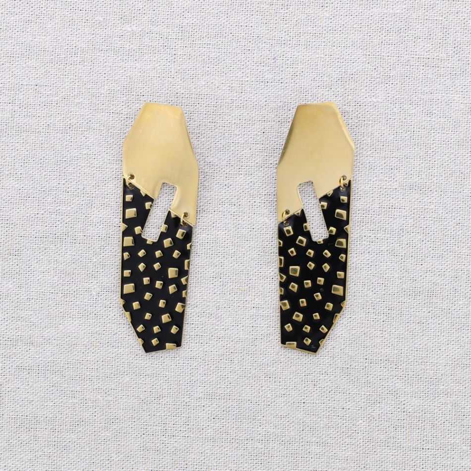 PENDIENTES ACERO COLGANTE FORMA ESMALTE CUADRADOS