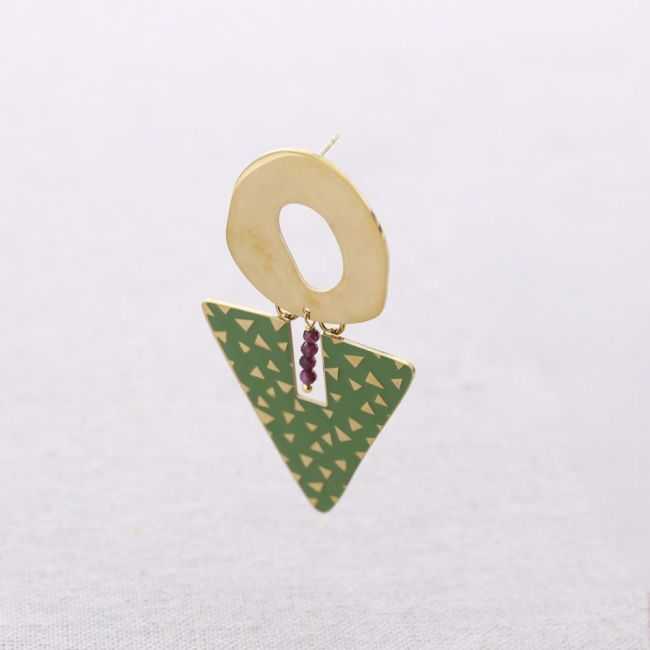 STEEL EARRINGS TRIANGULAR ENAMEL PENDANT RING