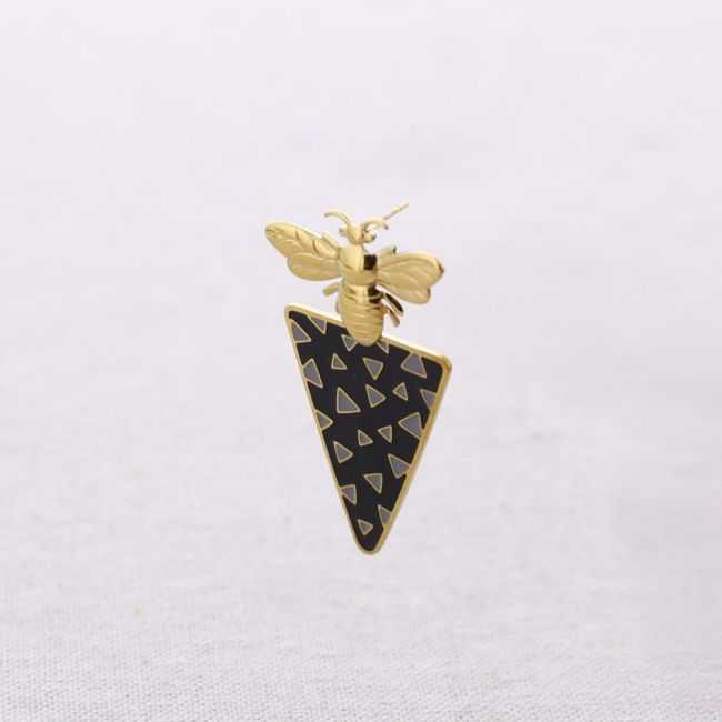 STEEL INSECT PENDANT EARRINGS TRIANGULAR ENAMEL