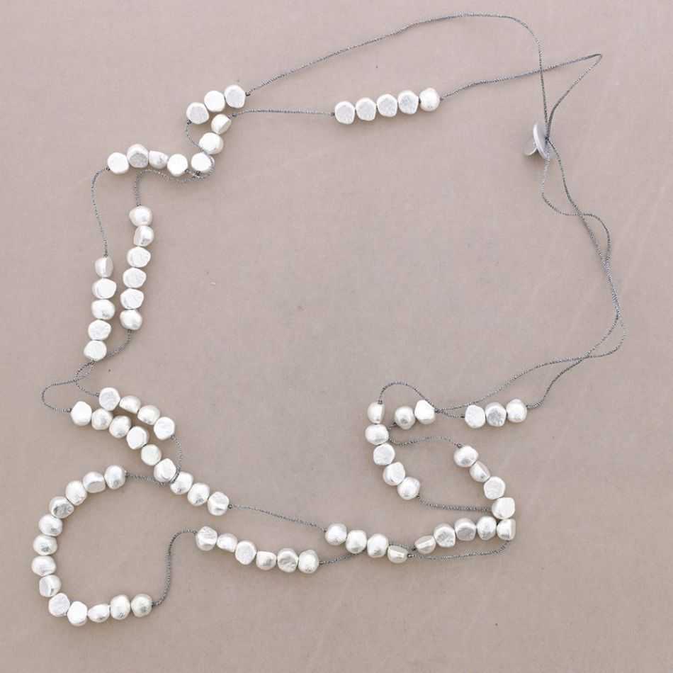 LONG DOUBLE IMITATION NACRE NECKLACE