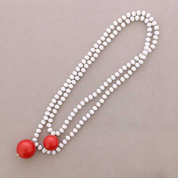 COLLAR LARGO CUENTAS FACETADAS COLGANTES DOBLE BOLA 2