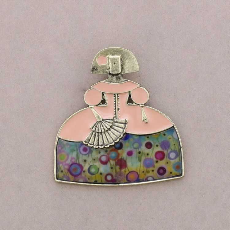 BROCHE MENINA METAL ESMALTE