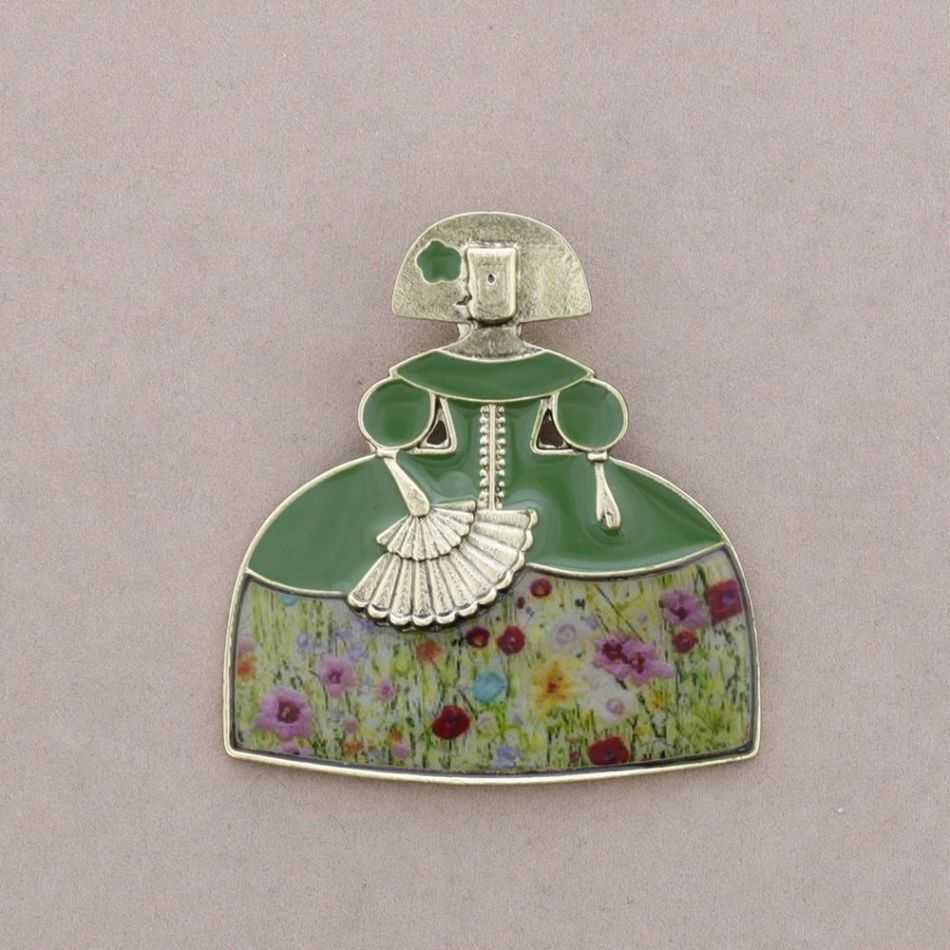 BROCHE MENINA METAL ESMALTE
