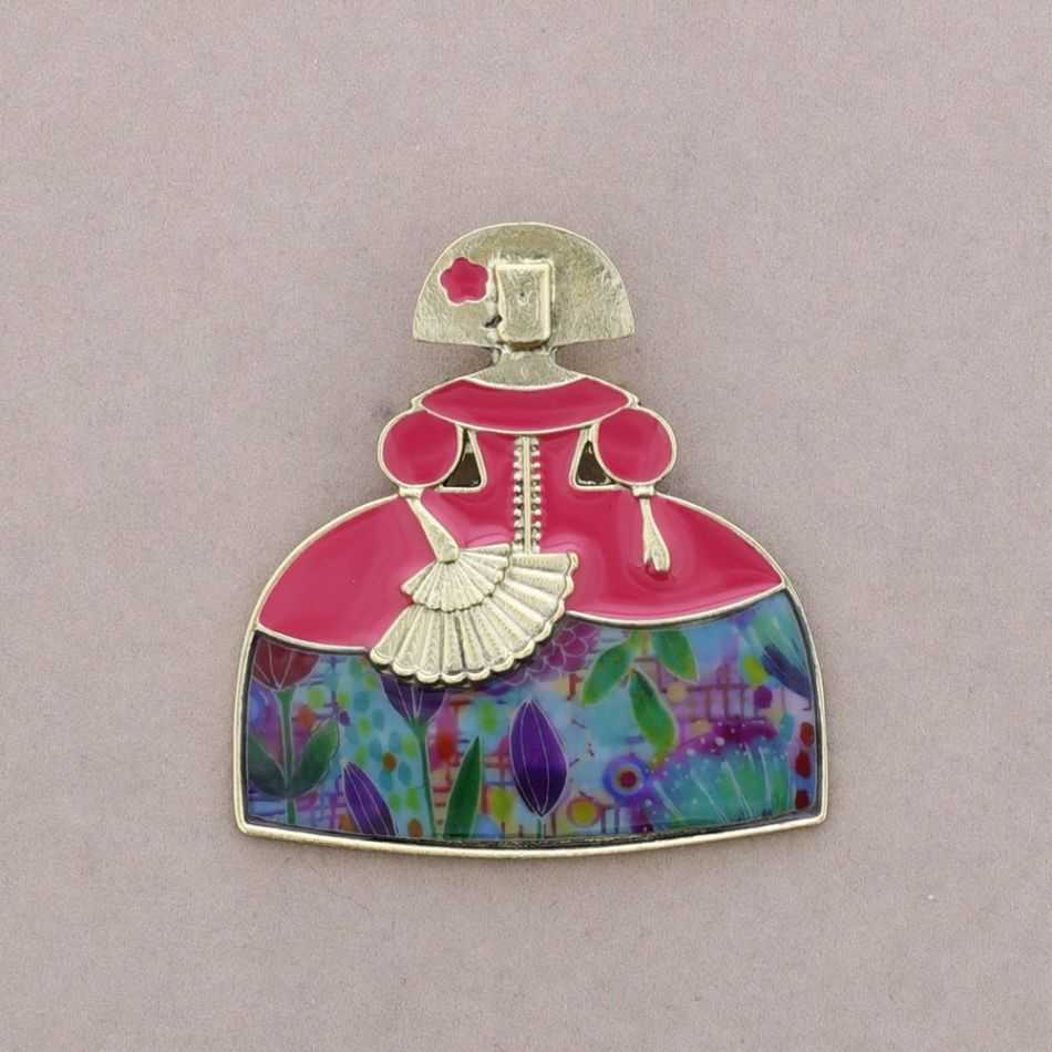 BROCHE MENINA METAL ESMALTE