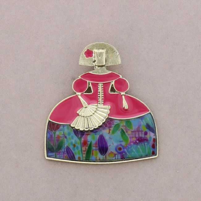 BROCHE MENINA METAL ESMALTE