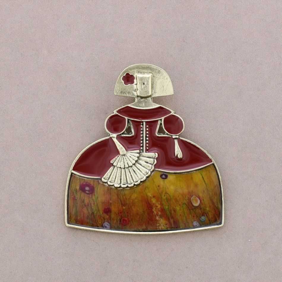 BROCHE MENINA METAL ESMALTE