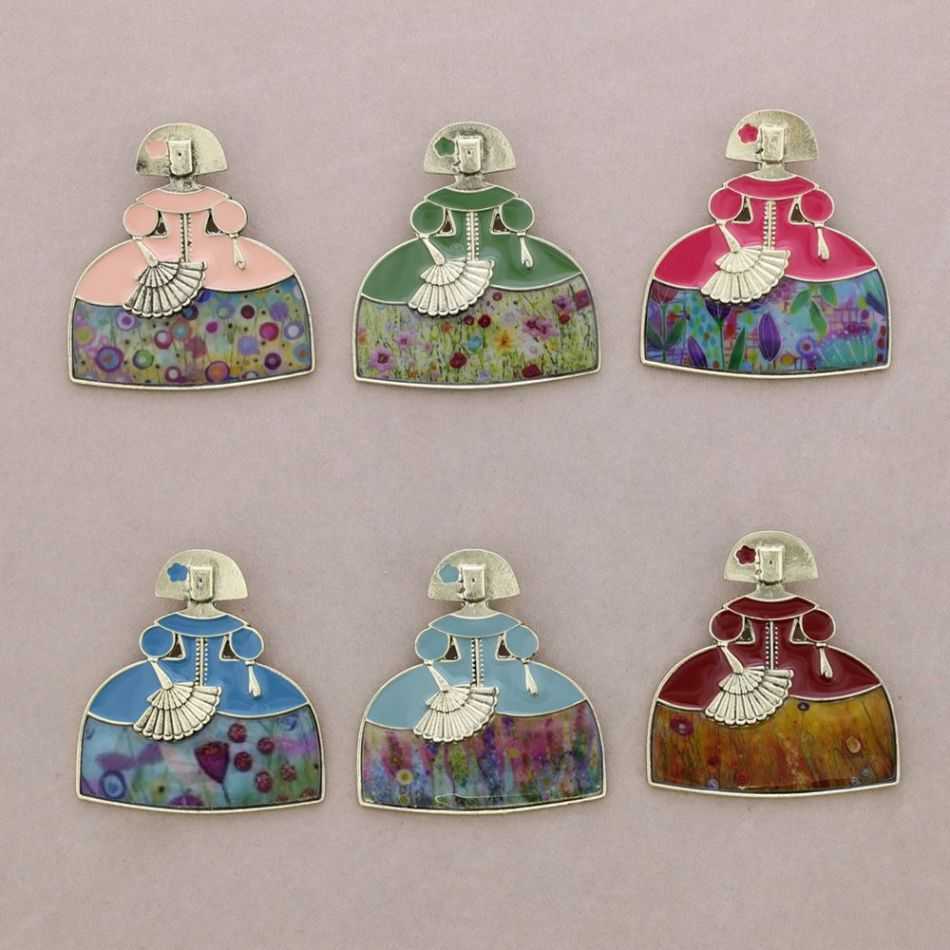 BROCHE MENINA METAL ESMALTE