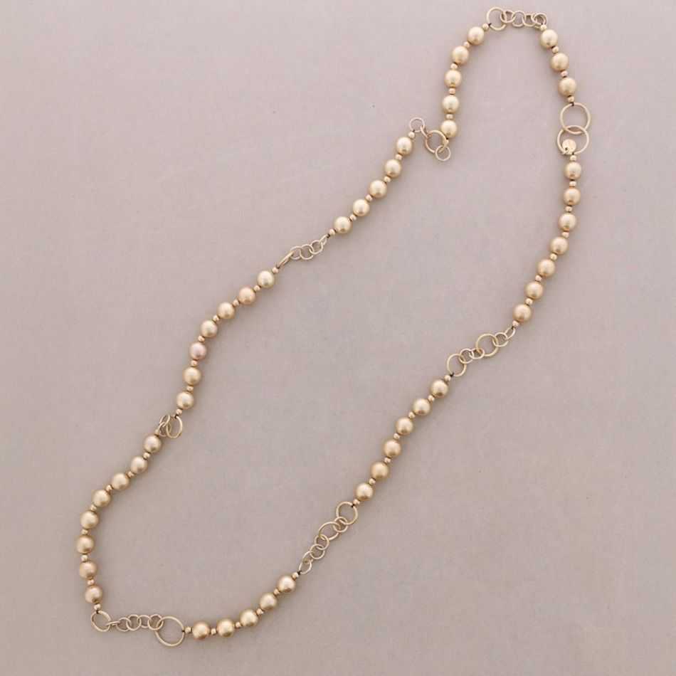 COLLAR LARGO ESLABONES CUENTAS BOLAS ACABADO METÁLICO