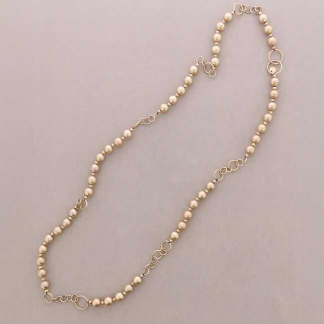 COLLAR LARGO ESLABONES CUENTAS BOLAS ACABADO METÁLICO