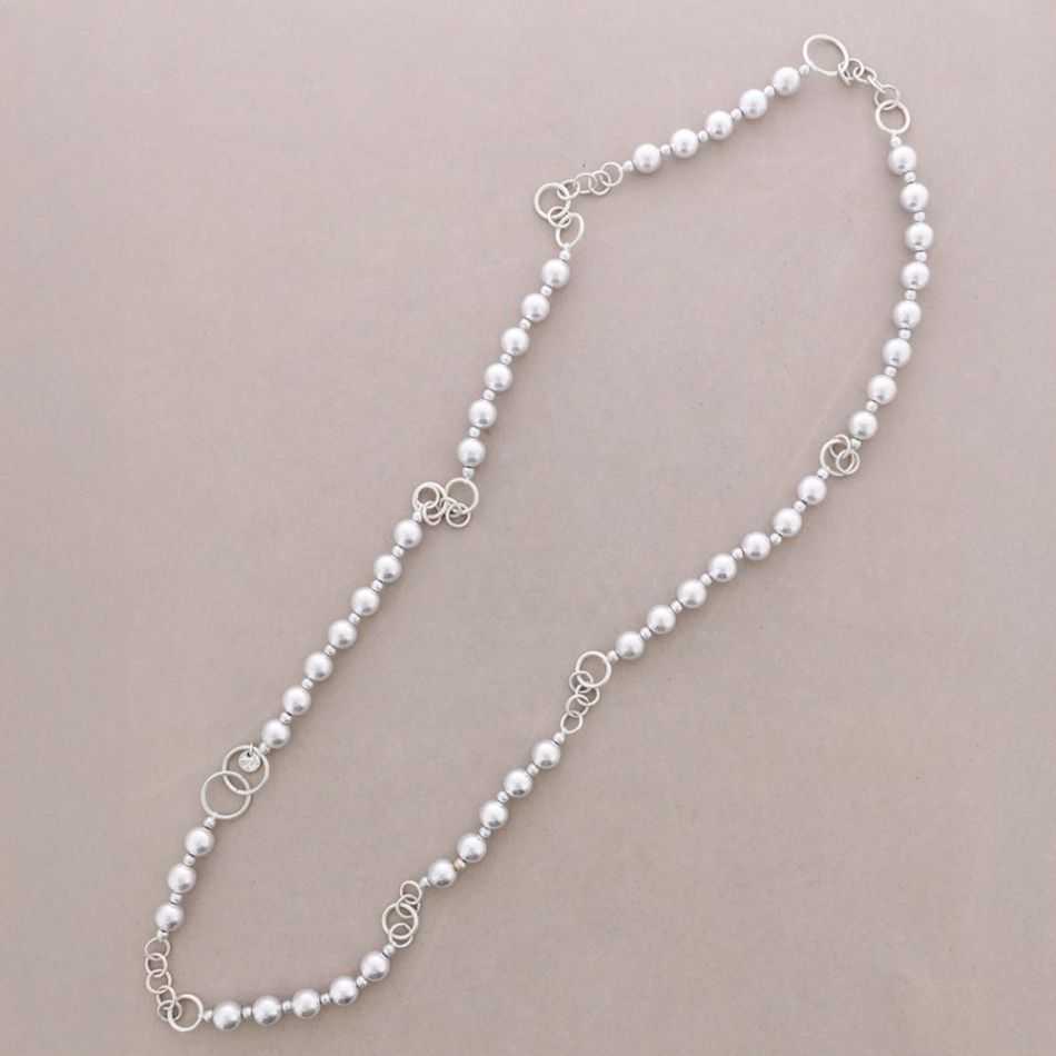 COLLAR LARGO ESLABONES CUENTAS BOLAS ACABADO METÁLICO