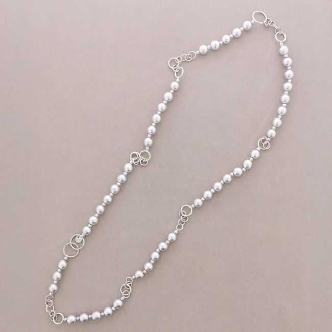 COLLAR LARGO ESLABONES CUENTAS BOLAS ACABADO METÁLICO