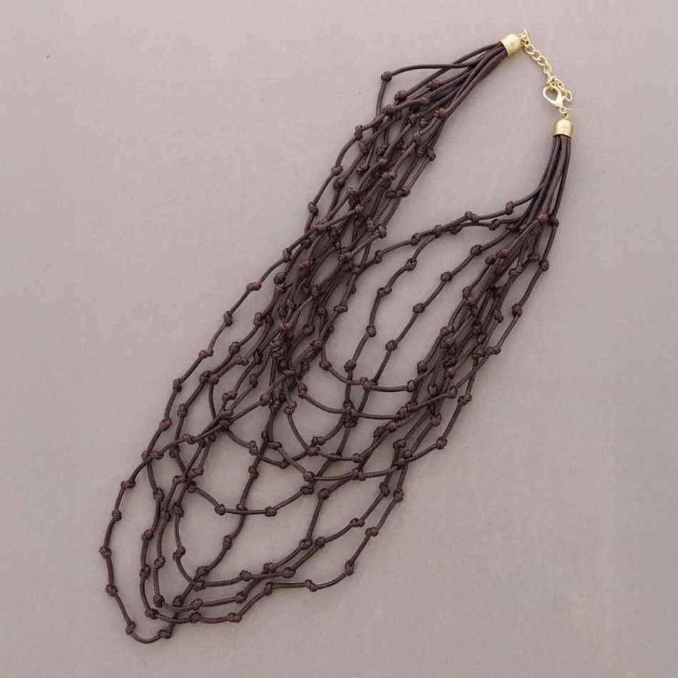 COLLAR LARGO MULTI TIRAS NUDOS CORDÓN