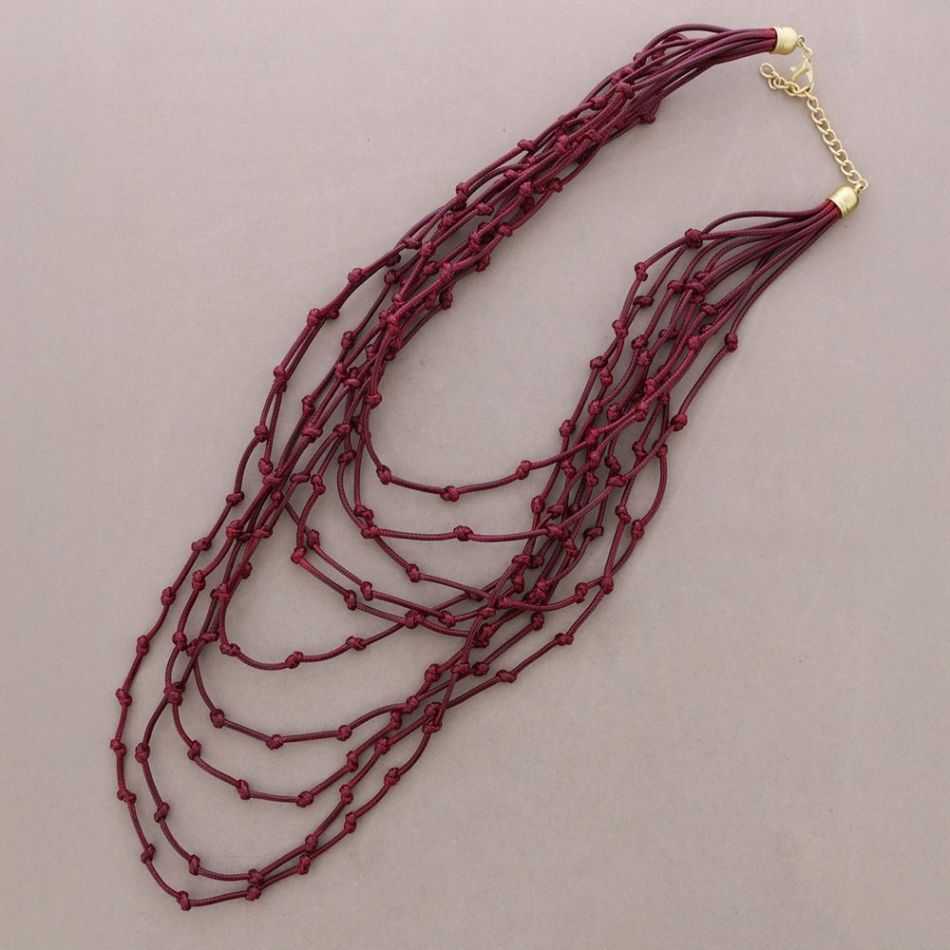 COLLAR LARGO MULTI TIRAS NUDOS CORDÓN