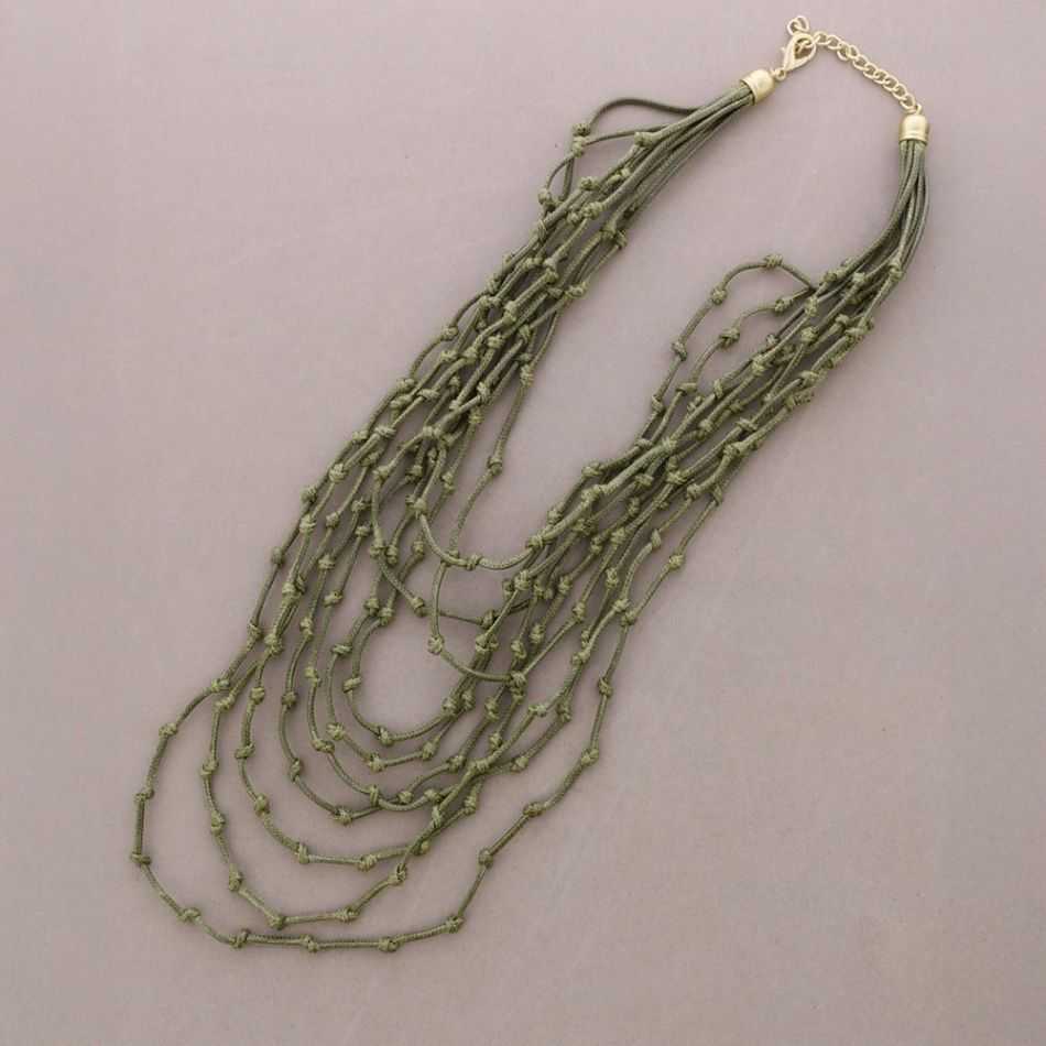 LONG MULTI-STRAP KNOTTED CORD NECKLACE