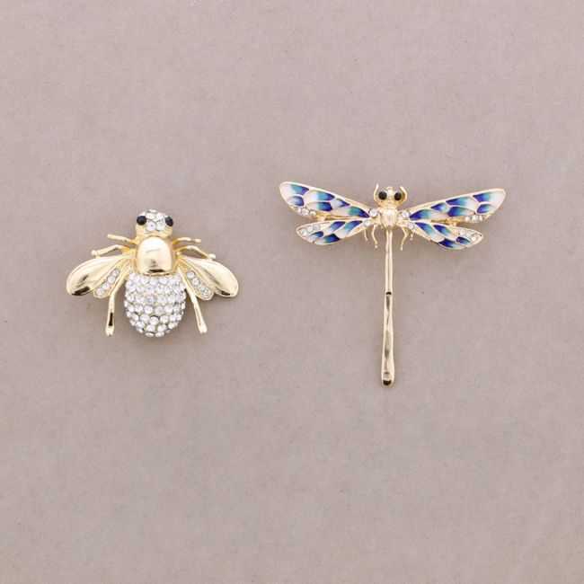 BROCHE SET INSECTO LIBÉLULA CRISTAL METAL