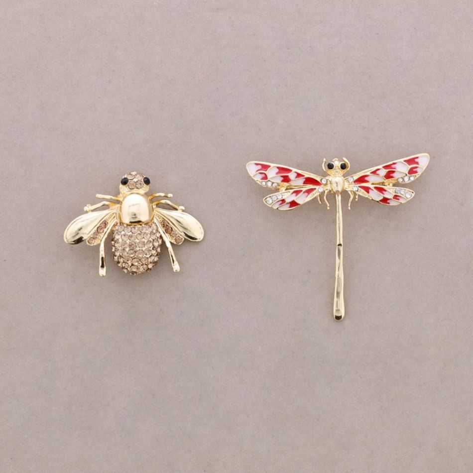BROCHE SET INSECTO LIBÉLULA CRISTAL METAL