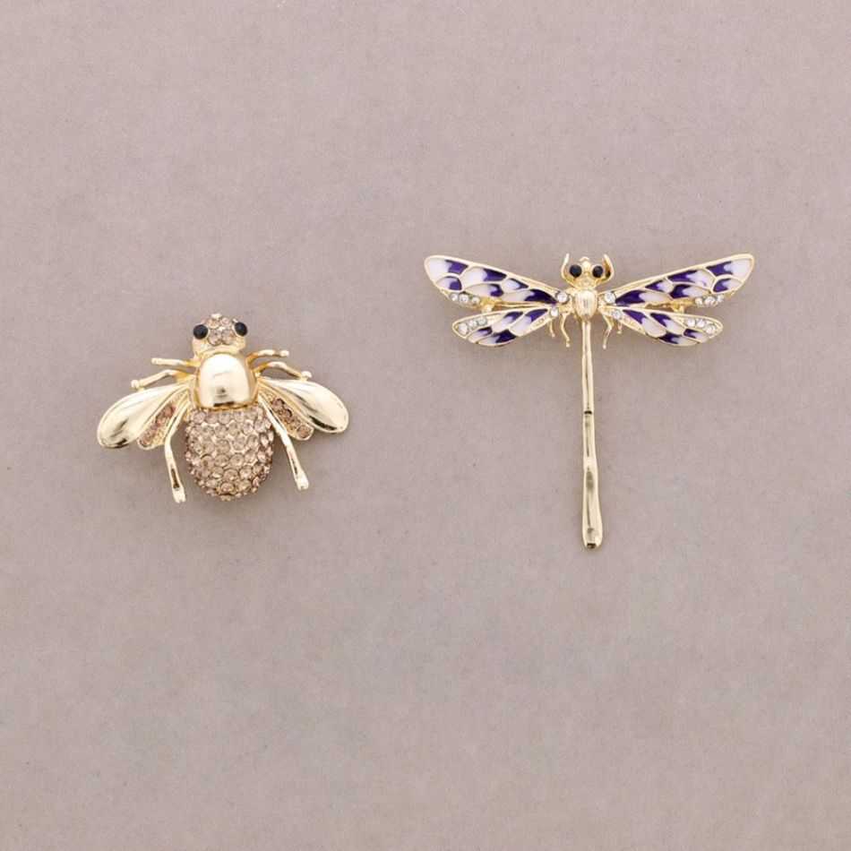 BROCHE SET INSECTO LIBÉLULA CRISTAL METAL