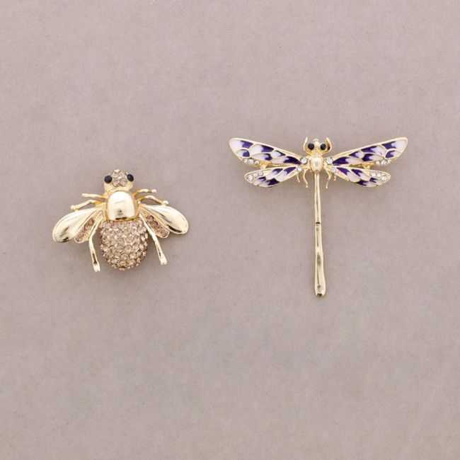 BROCHE SET INSECTO LIBÉLULA CRISTAL METAL