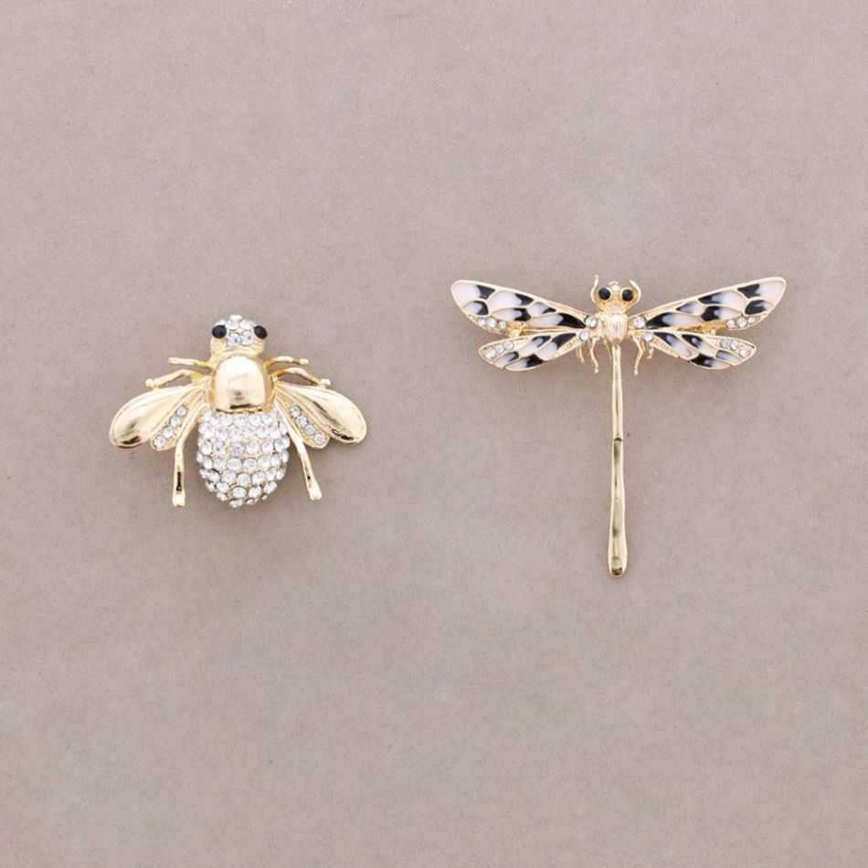 BROCHE SET INSECTO LIBÉLULA CRISTAL METAL
