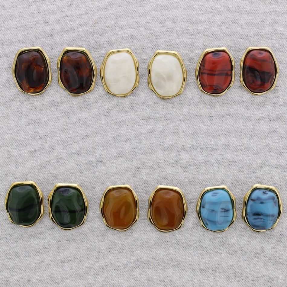 STEEL EARRINGS IRREGULAR SHAPE RESIN