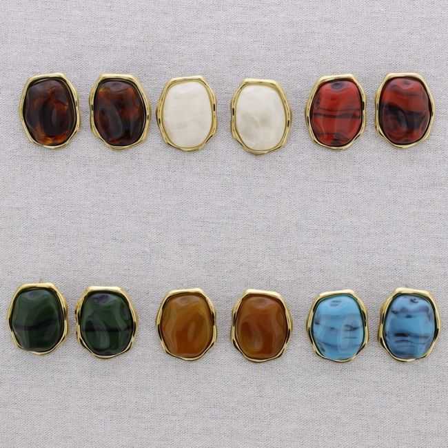 STEEL EARRINGS IRREGULAR SHAPE RESIN