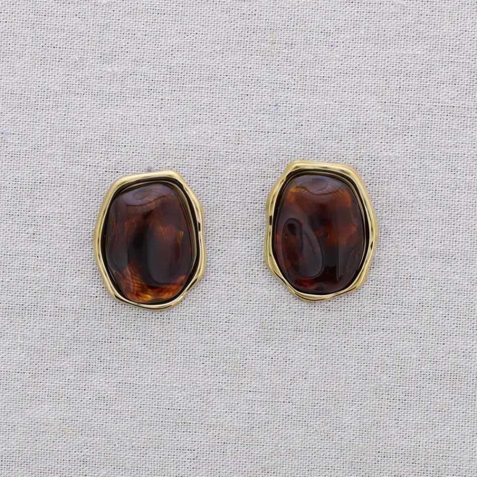 STEEL EARRINGS IRREGULAR SHAPE RESIN