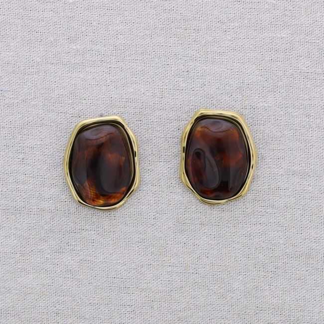 STEEL EARRINGS IRREGULAR SHAPE RESIN