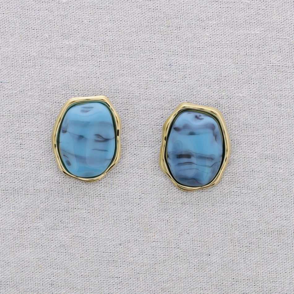 STEEL EARRINGS IRREGULAR SHAPE RESIN