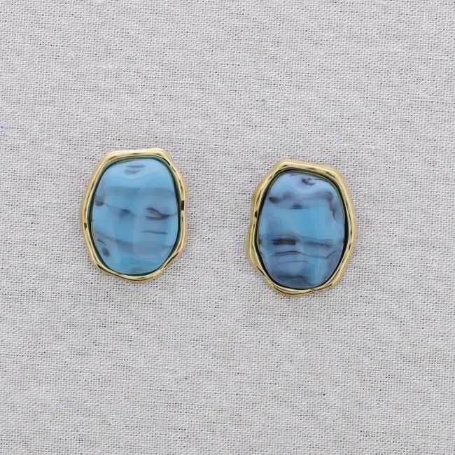 STEEL EARRINGS IRREGULAR SHAPE RESIN