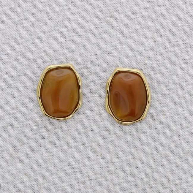 STEEL EARRINGS IRREGULAR SHAPE RESIN