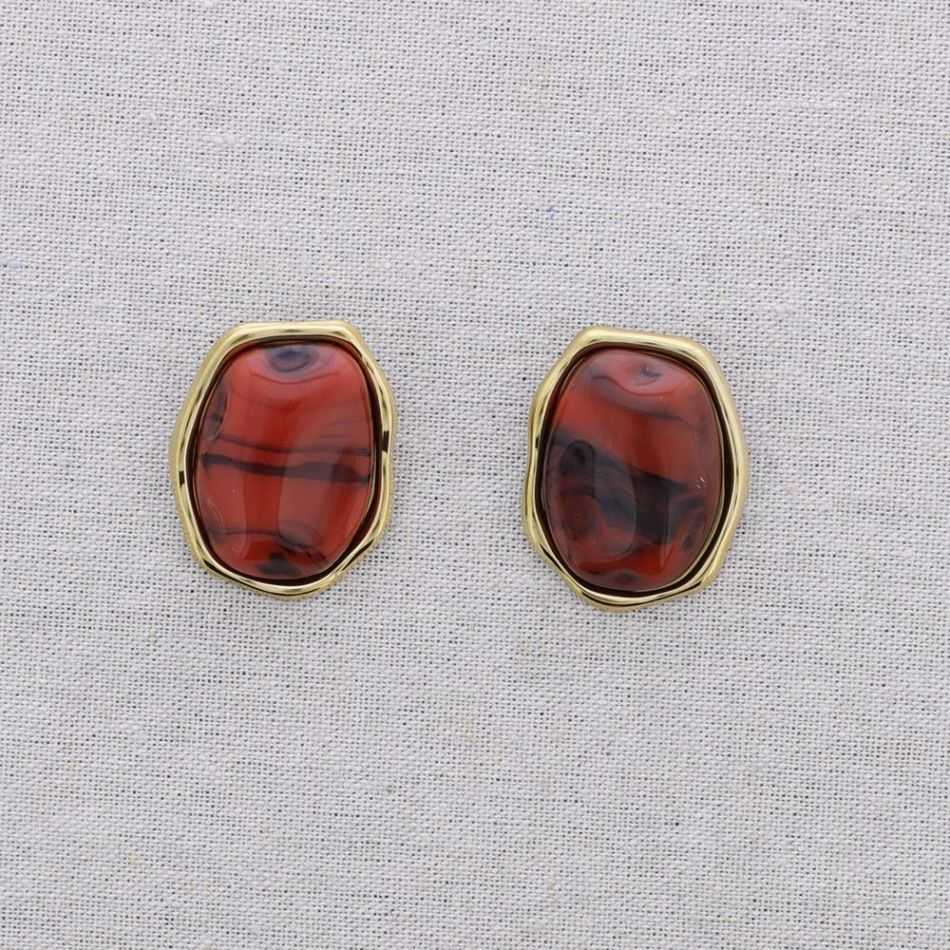 STEEL EARRINGS IRREGULAR SHAPE RESIN