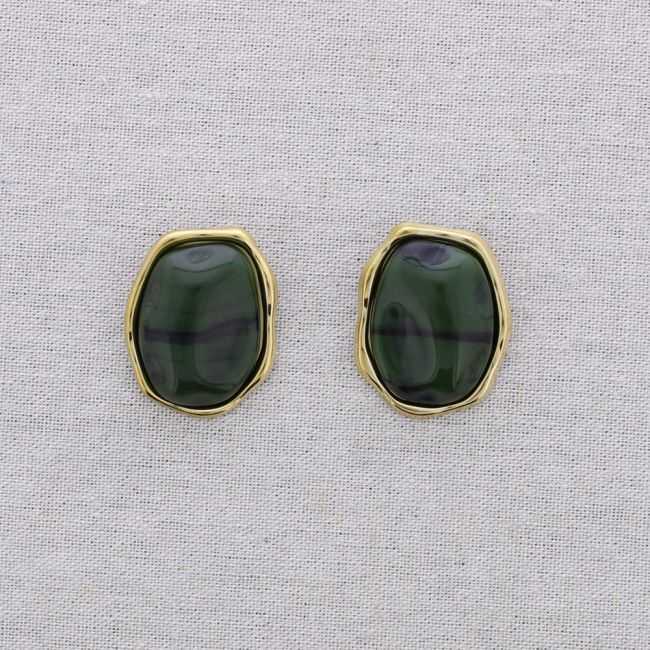 STEEL EARRINGS IRREGULAR SHAPE RESIN